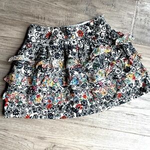 Simonetta Girls Full Skirt Short Tiered Ruffle Colorful Floral Pattern Size 10